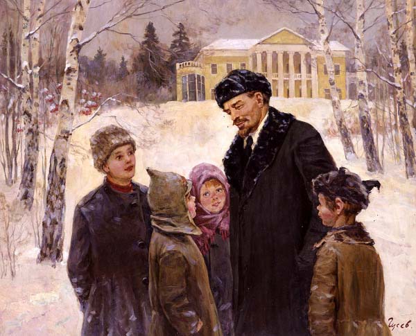 Lenin with children in the manor Corki
