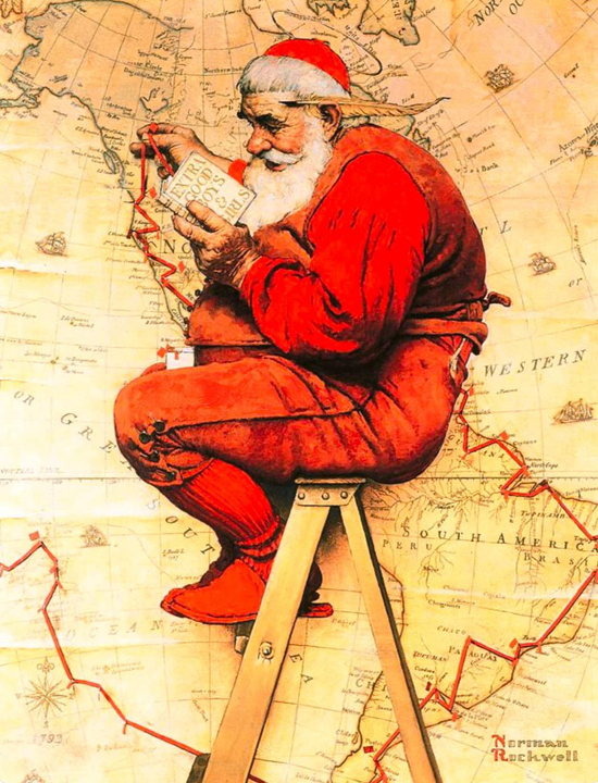 Santa Claus plans his trip