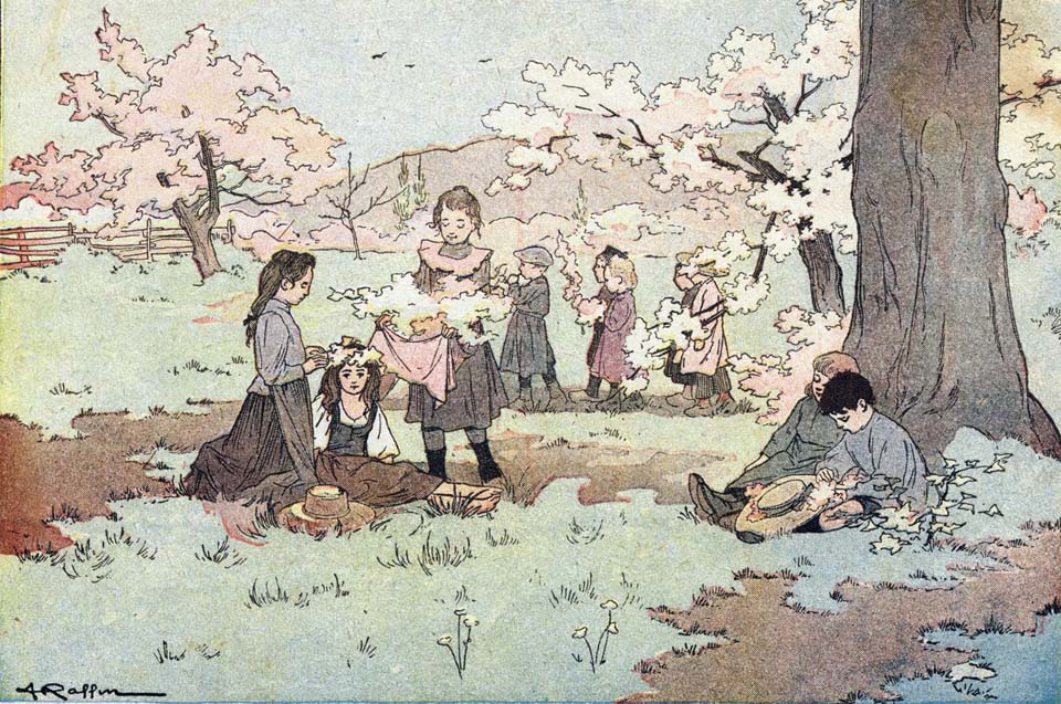 Children picking flowers from the fields c.1900