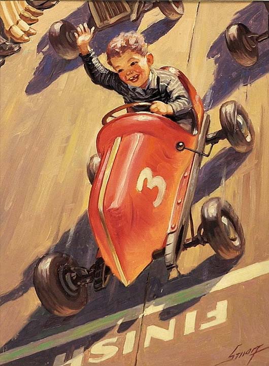 Garçon en kart rouge